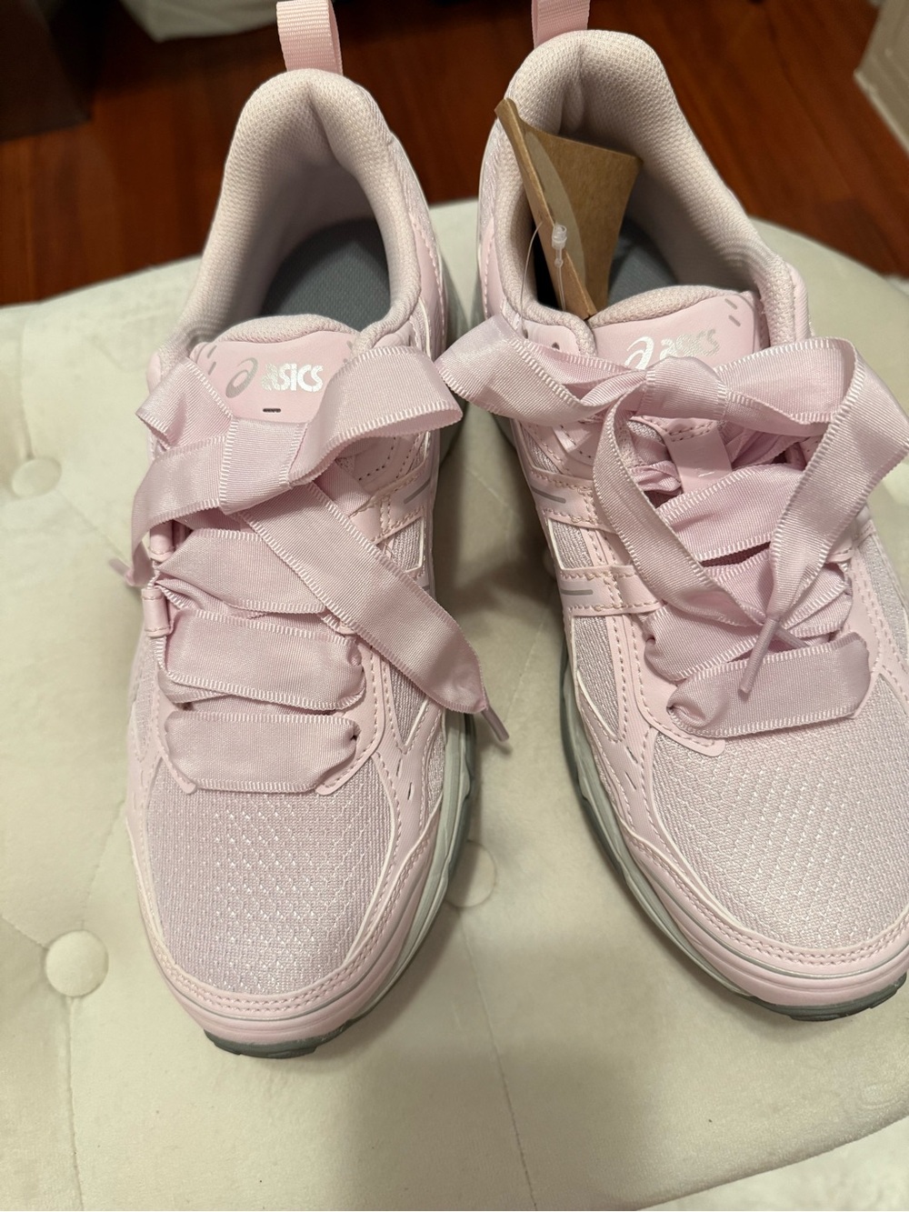 ASICS Women's Light Pink Athletic Sneakers with Satin Ribbon Laces FIRM PRICE